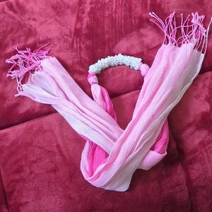 Pink and White Elegant Scarf Wrap Accessory